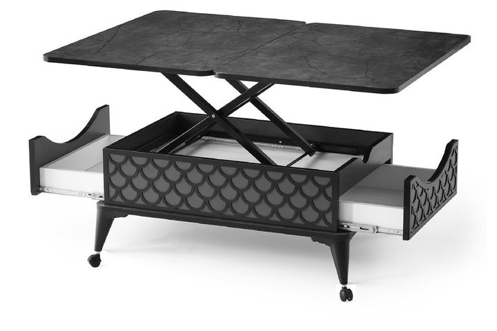 Zerenland 17 Smart Salontafel Op Wielen Met Dubbele Laden, Antraciet