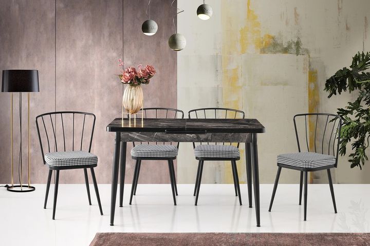 Moon Eettafelset, 120x70 cm, Zwart