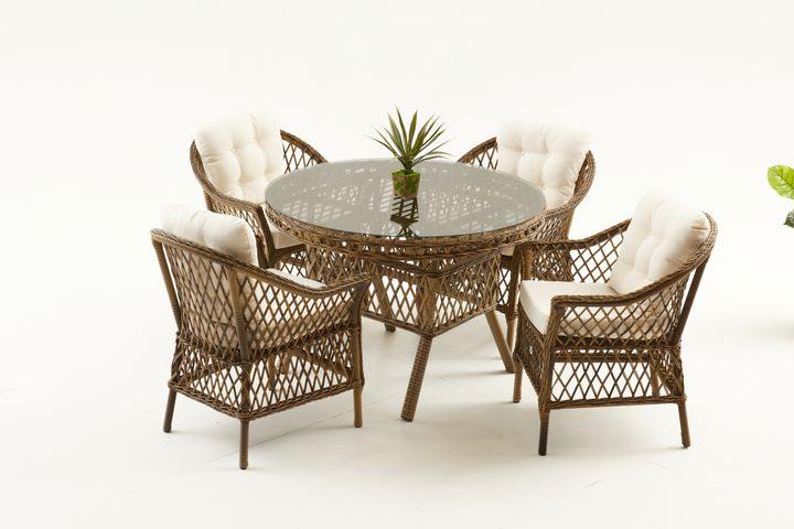Nova Rattan Tuinset, 4 Zits, Bruin