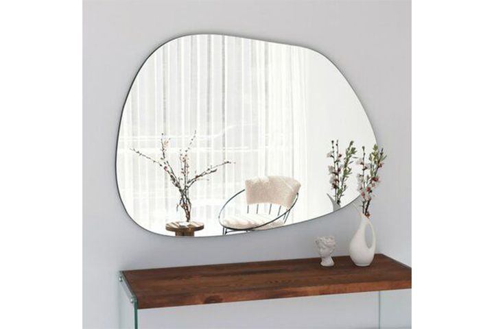 Lyn Home Oval Asymmetric Wall Mirror, 75 X 55 Cm, Black 