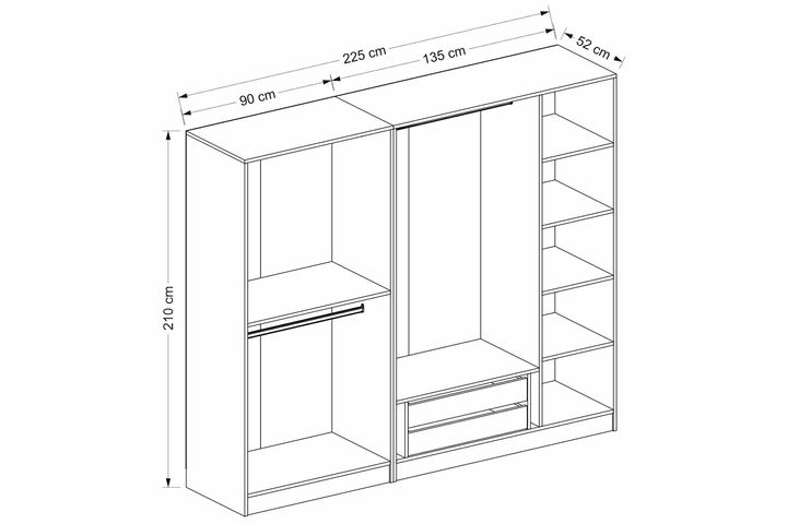 Medway Tideway Kledingkast met 5 Deuren en 2 Lades, 190 cm, Antraciet en Zwart