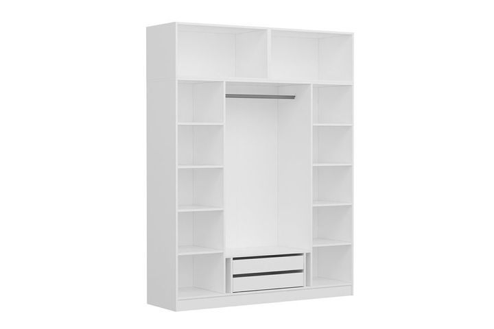 Medway Tideway Kledingkast met 4 Deuren, Bovenkast en Spiegel, Wit