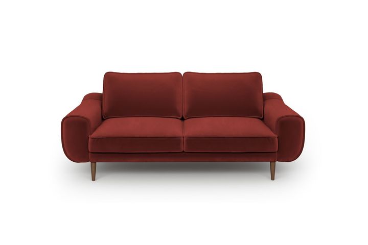 Klem 2-Sitzer Sofa aus Samtstoff mit Holzbeinen, Rot