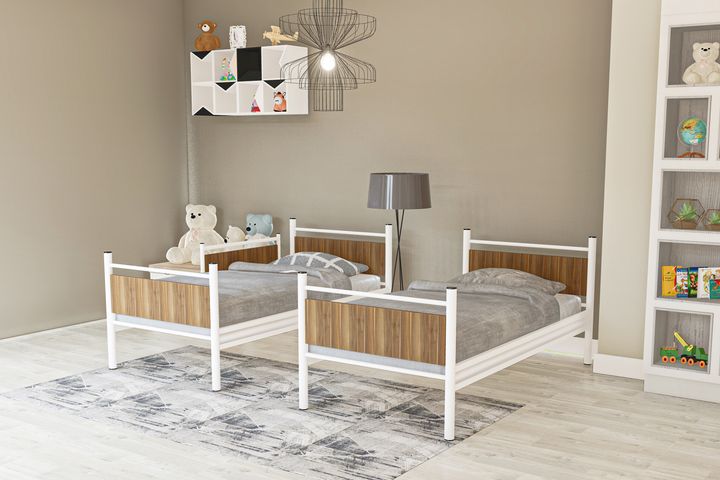 Star Stapelbed, 90x190cm, Wit en Walnoot