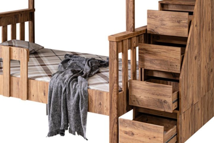 Deluxe Stapelbed, 90x200 cm, Walnoot