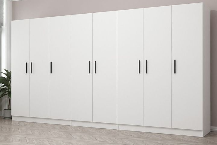 Medway Kledingkast met 8 Deuren en 4 Lades, Wit