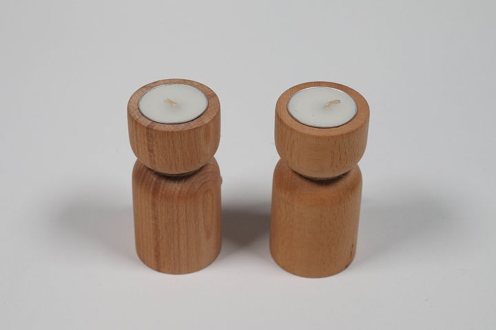 Wooden Candlestick Holder, Natural