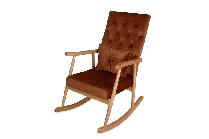 Asedia Trend Schommelstoel Gestoffeerd, Oranje & Natuurlijke Kleur