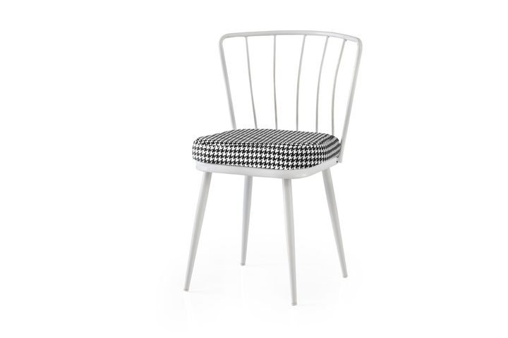 Mond Stoel met Pied-De-Poule Patroon, Wit