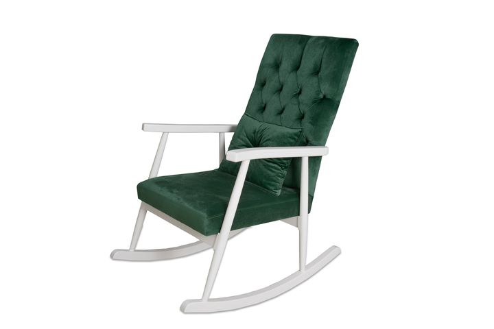Asedia Trend Schommelstoel Gestoffeerd, Groen & Wit