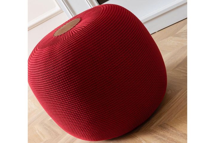 Nora Ronde Decoratieve Gebreide Poef, rood