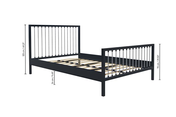 Breeze Metalen Bedframe, 180x200 cm, Zwart en Grijs