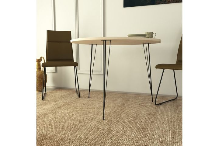 Sandalf Ronde Tafel met Metalen Poten, 90x90 cm, Eik
