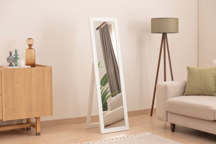 Wood Modernee Staande Spiegel, 140x40 cm, Wit