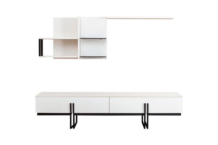 Line TV-Meubel, Wit & Zwart