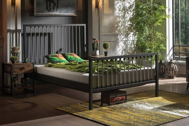 Breeze Metalen Bedframe, 180x200 cm, Zwart en Grijs