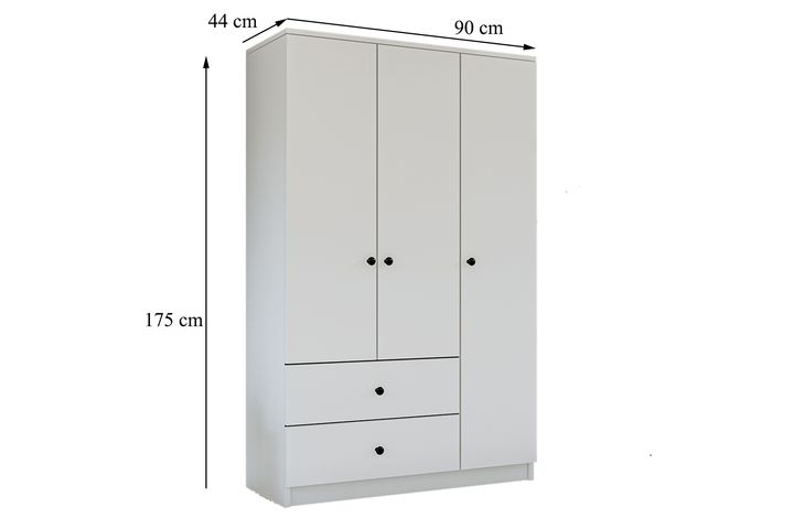 Metalia Novado Kleiderschrank mit 3 Türen und 2 Schubladen