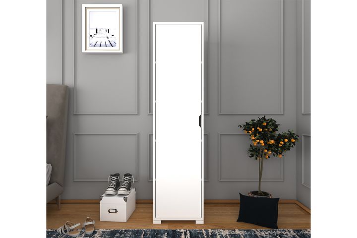 Manorala Kledingkast met 1 Deur en 5 Rekken, Wit