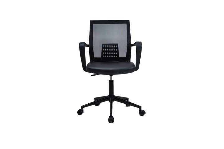 Sancak Office Mesh Lederen Bekleding Bureaustoel Met Metalen Poten, Zwart