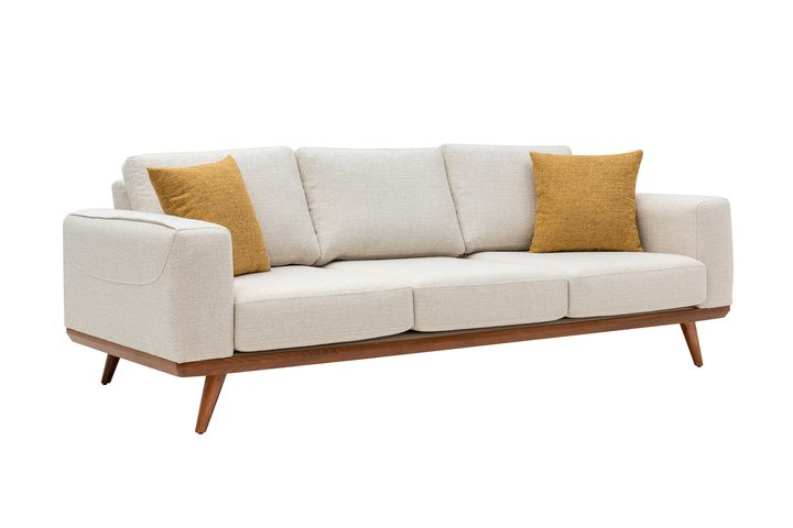 Natur 3-Zitsbank, Creme (Kleurkeuze Stof In Showroom)