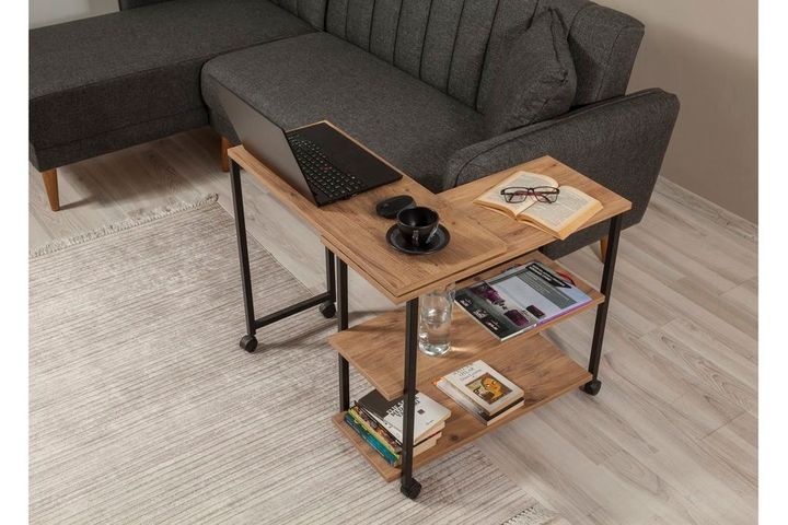 Uberto Rolling Side Table, Walnut