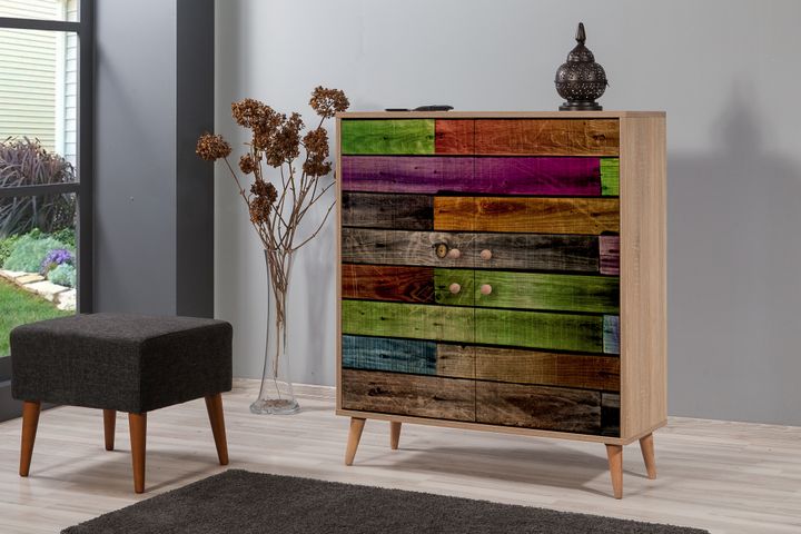 Multikabin Kleurenkast Met Houten Poot