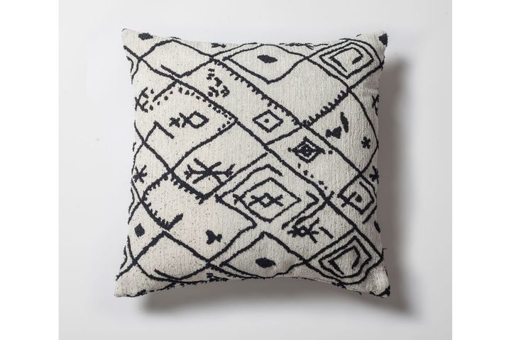 Merino Ethnic Cushion Cover, 50 x 50 cm, White & Black