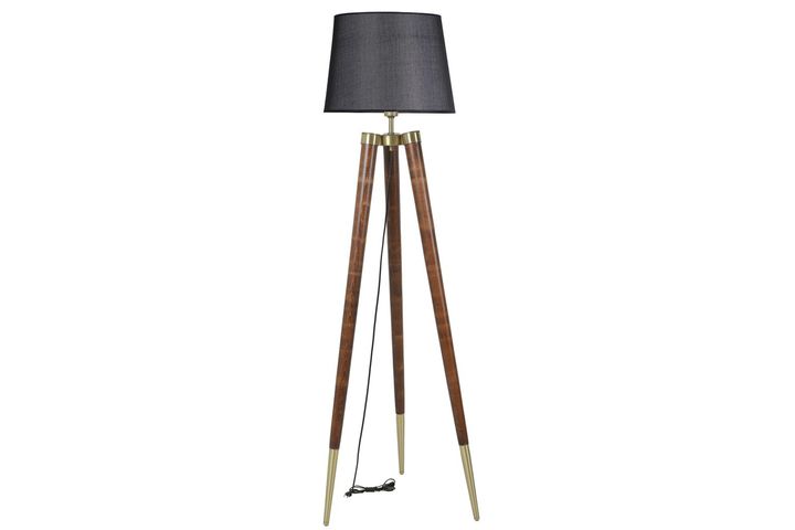 Stil Pyramide Vloerlamp, Zwart en Walnoot