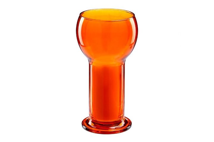 Glass Candlestick Holder, Orange