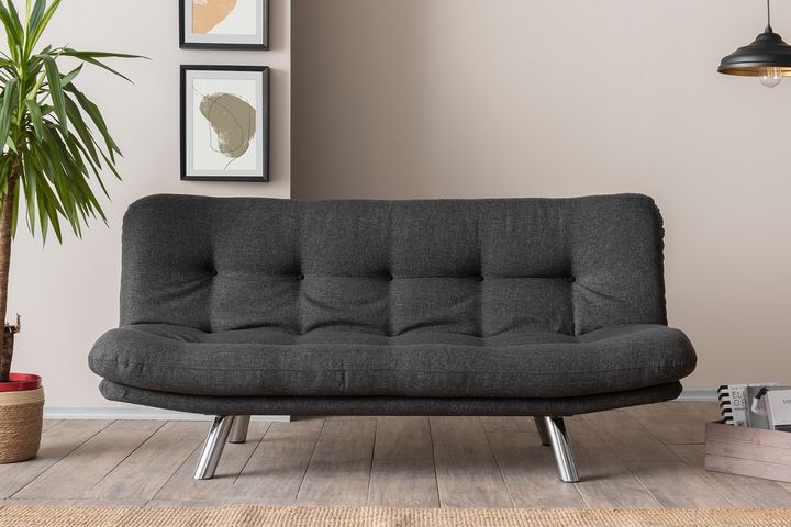 Pafu Hippo Linnen 3-Zitsbank Met Bed Functie, Donkergrijs