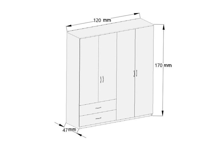 Nova Kledingkast met 4 Deuren, Wit