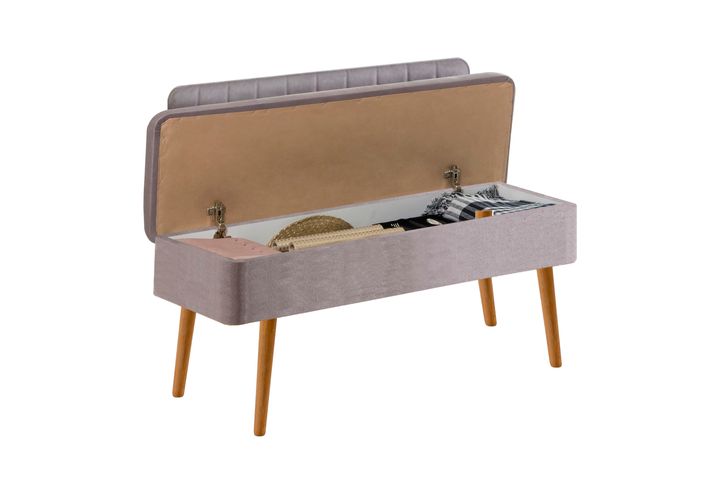 Vina Opbergbank Gestoffeerd, Pijnboom & Lichtgrijs