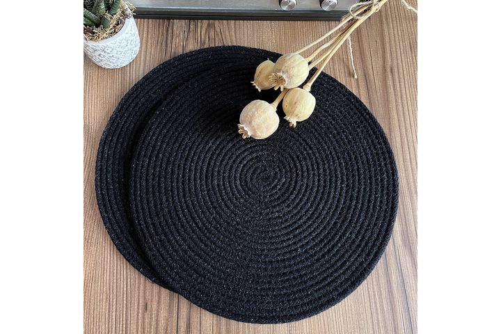 Jappe Zesdelige Rieten Onderbord, Zwart