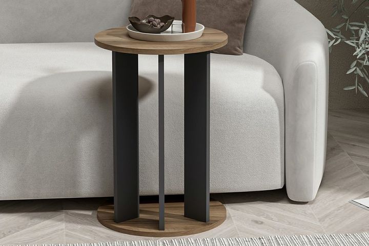Ema Bijzettafel, Walnoot en Antraciet