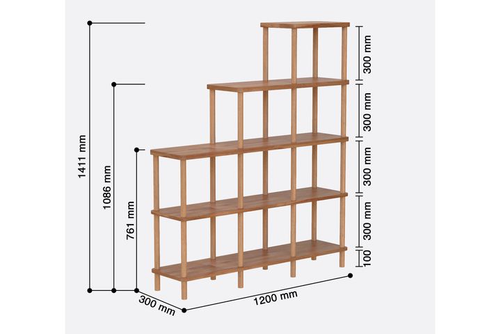 Maya Sam Bookcase, 141 cm, Oak