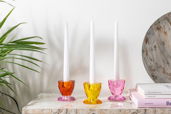 Sparkle Glass Candle Holder, Yellow