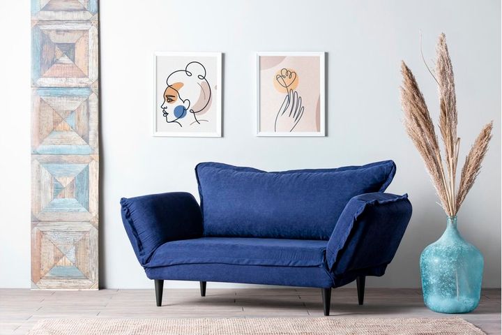 Futon Vino 2-Zitsbank, Donkerblauw