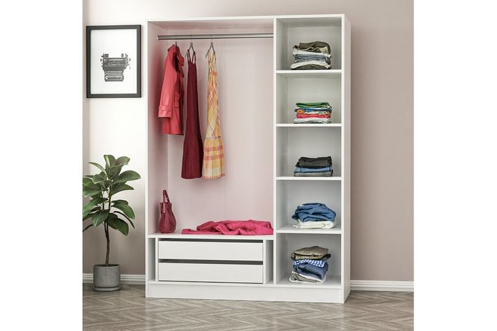 Medway Itz Kledingkast met 3 Deuren en 2 Lades, 190 cm, Walnoot