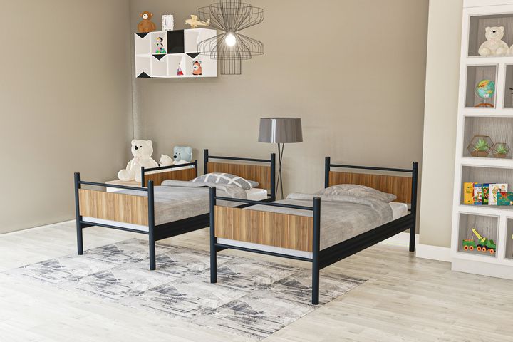 Star Stapelbed, 90x190cm, Zwart en Walnoot