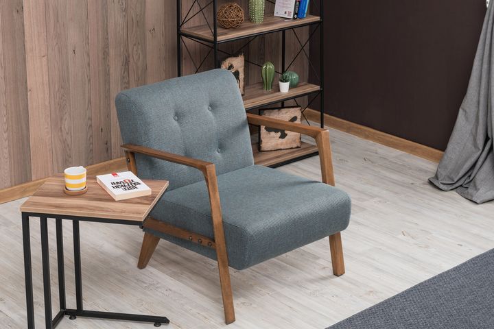 Cinque Terre Fauteuil, met print, Blauw