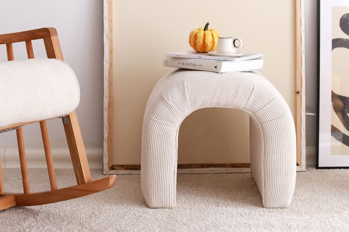 Junia Nu Poef Gestreept, Wit