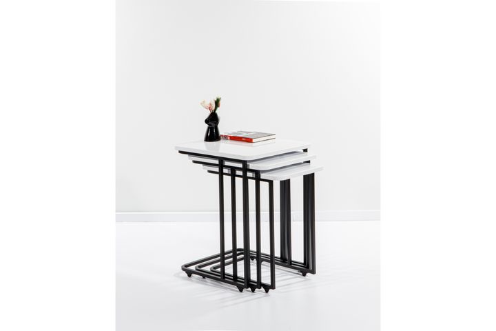 Mono C-Vormige Zettafels, 3-Delig, Wit