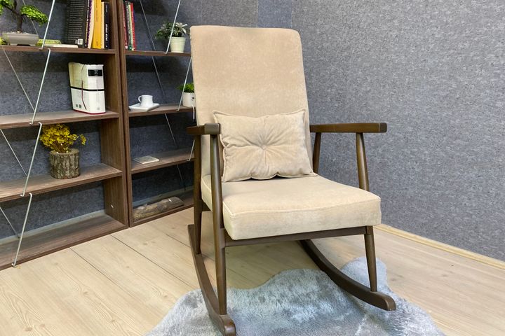 Asedia Trend Schommelstoel, Beige & Walnoot