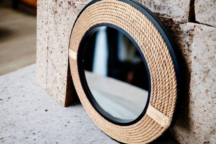 Wood Ronde Wandspiegel 57 cm, Zwart
