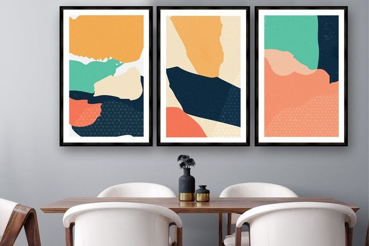 Elements Abstract Art Print with Frame, Triptych