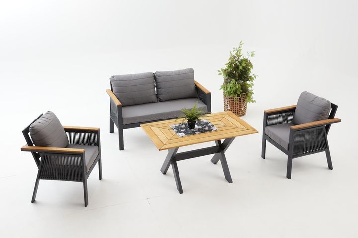 Capella Dubbele Tuinloungeset, Antraciet