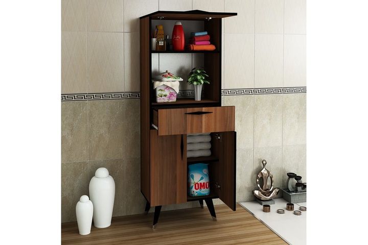 Ines Bathroom Cabinet, Dark Wood