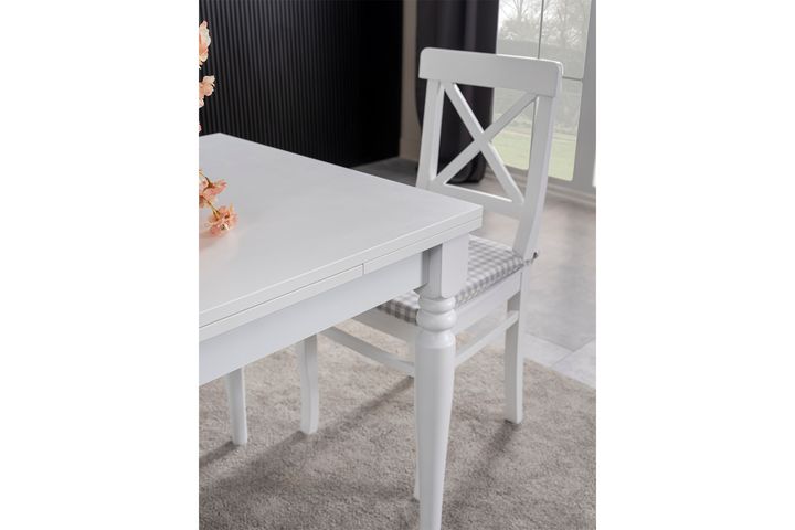 White Eettafelset, 70x80 cm, Grijs