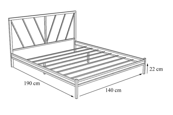 Ingolstadt Dobby Metalen Bedframe, 140x190 cm, Wit