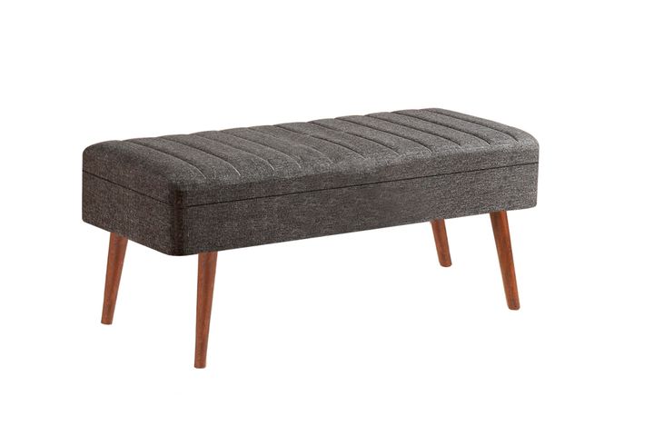 Vina Opbergbank Gestoffeerd, Walnoot & Antraciet